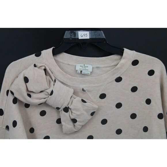 Kate Spade "Deco Dot Bow Sweatshirt" Cream/Black Size S MSRP $168 - Picture 2 of 7